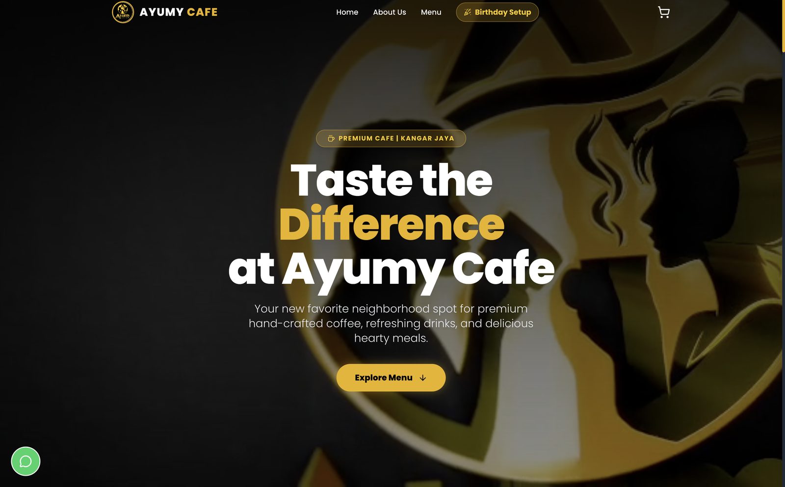 Ayumy Cafe website hero section