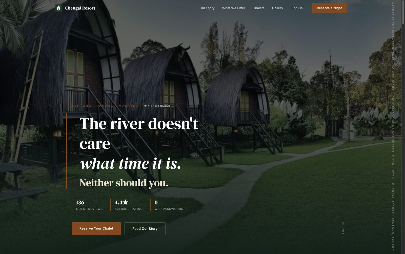 Chengal Resort website hero section