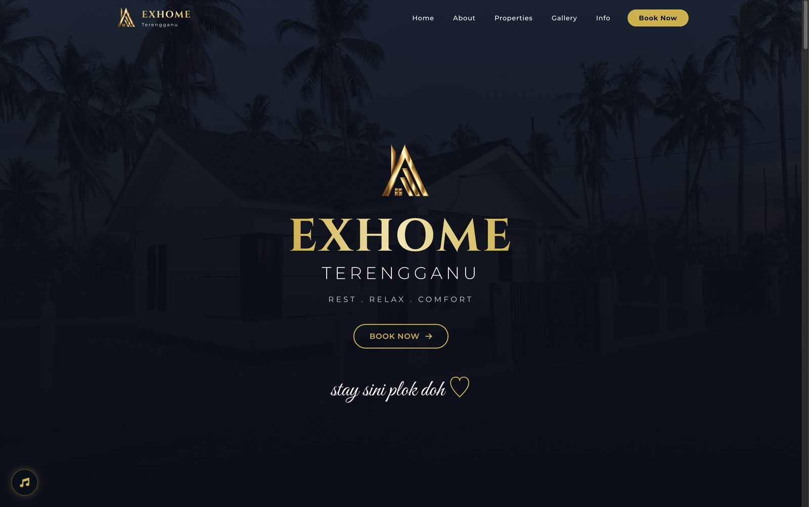 ExHome Terengganu website hero section