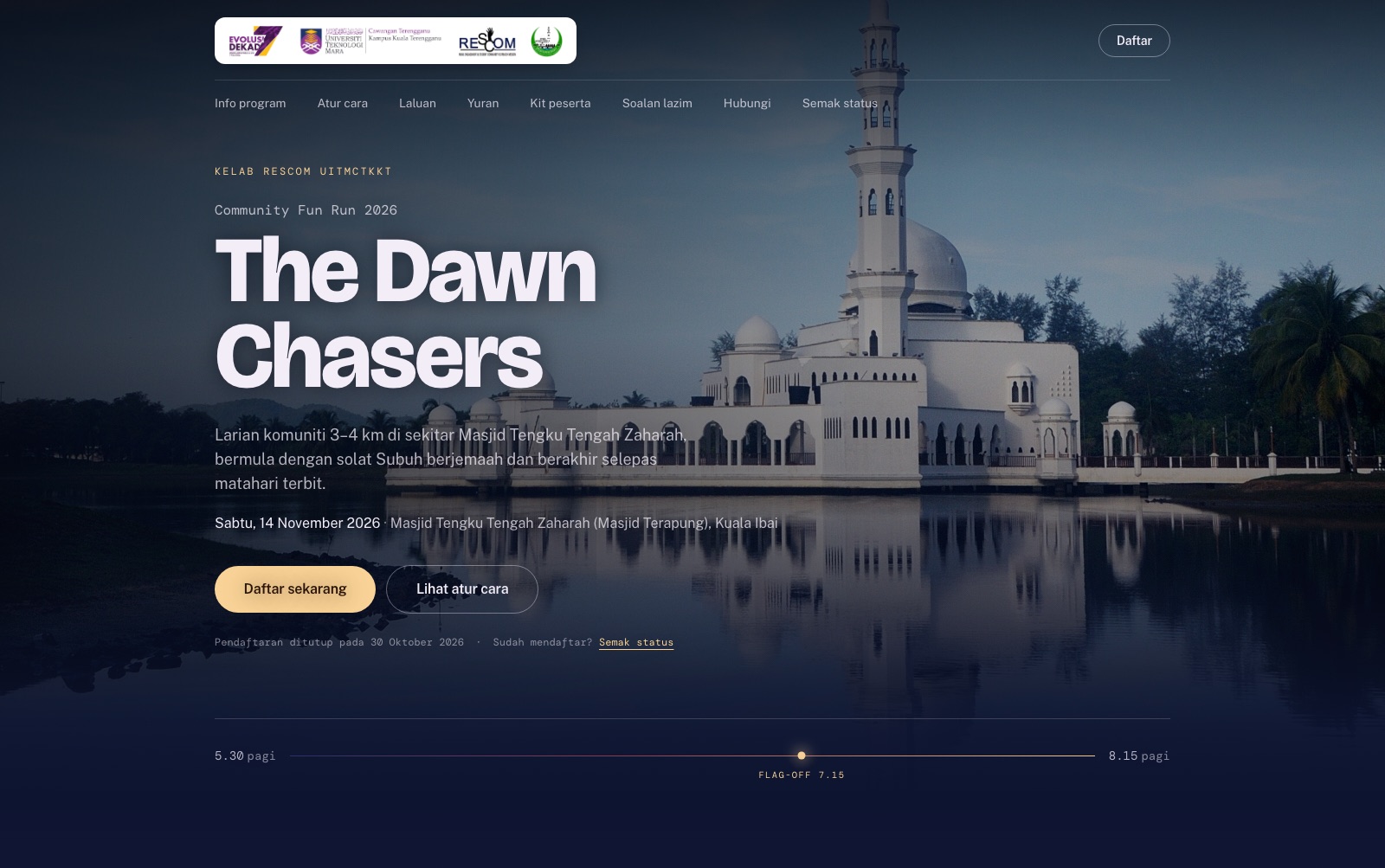 Community Fun Run 2026 registration site for RESCOM Club, The Dawn Chasers